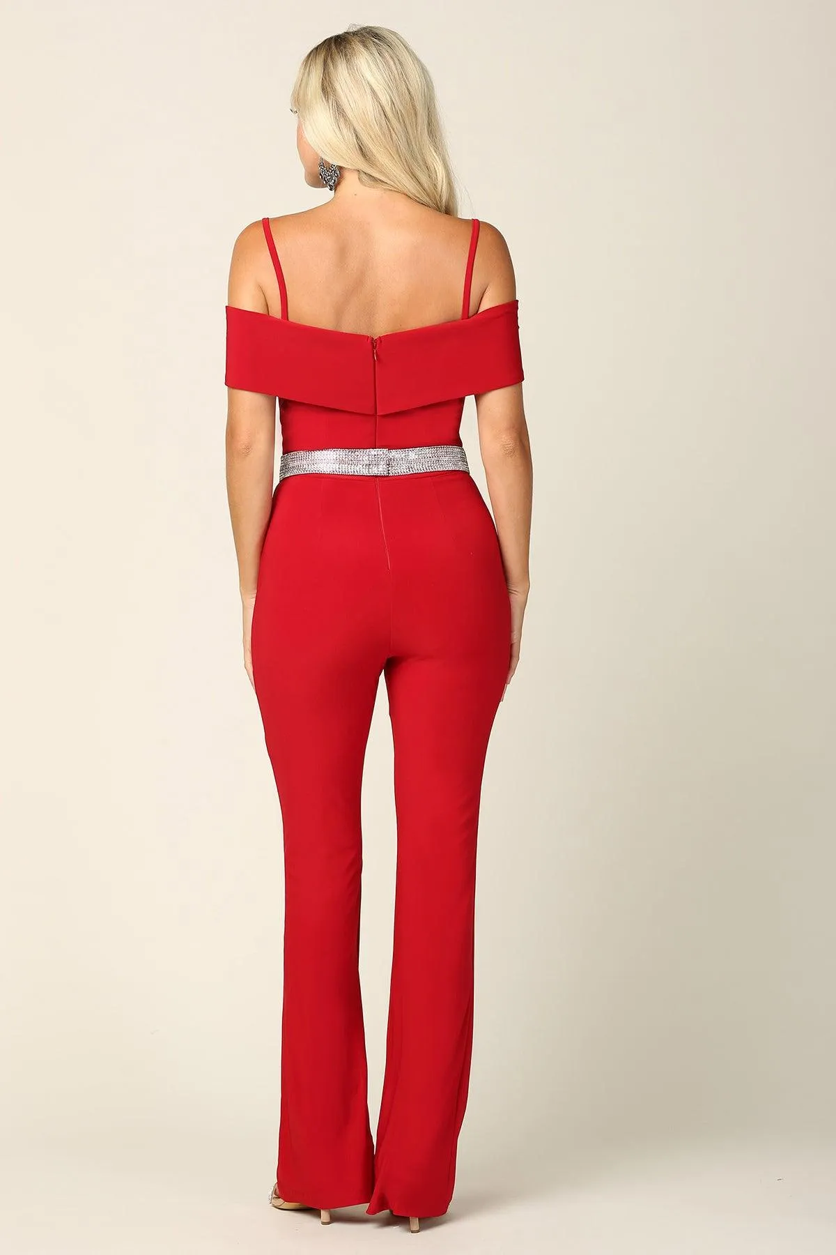 Formal Off Shoulder Fitted Evening Jumpsuit