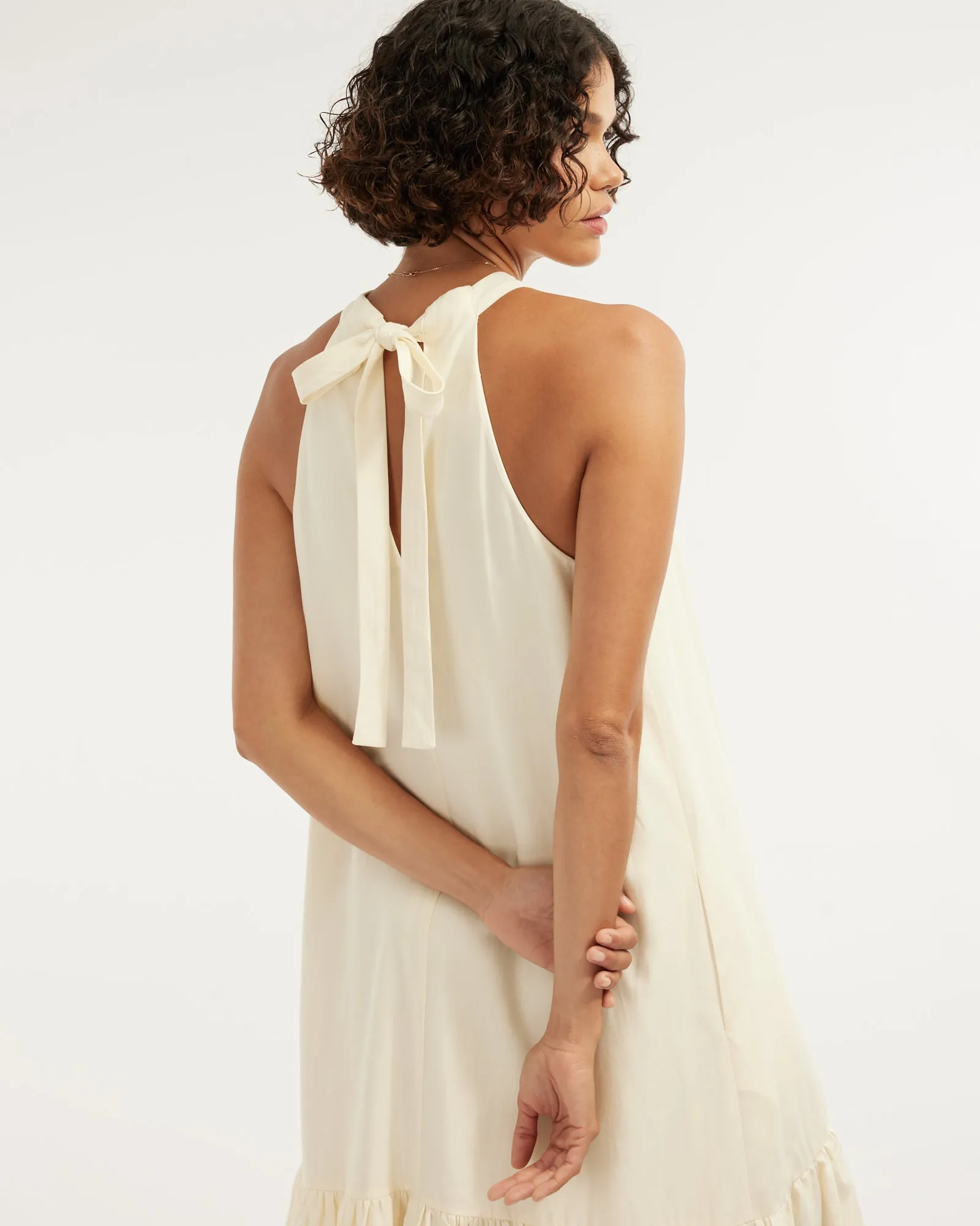 Frankie Tie Neck Maxi Dress - Cream