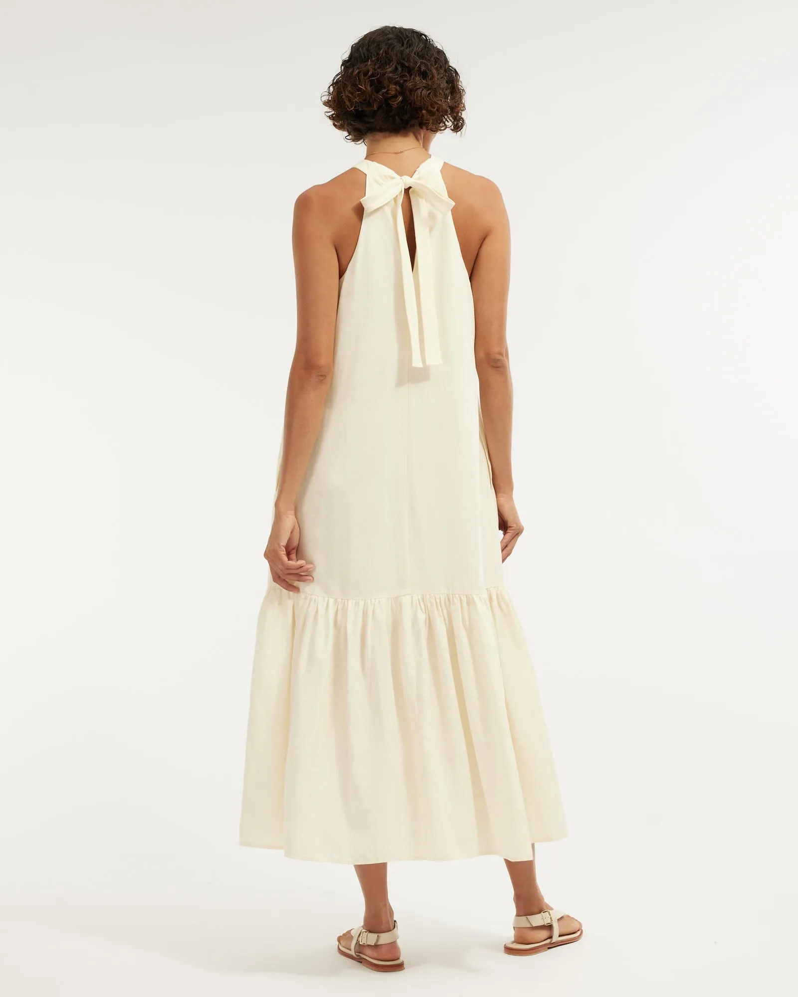 Frankie Tie Neck Maxi Dress - Cream