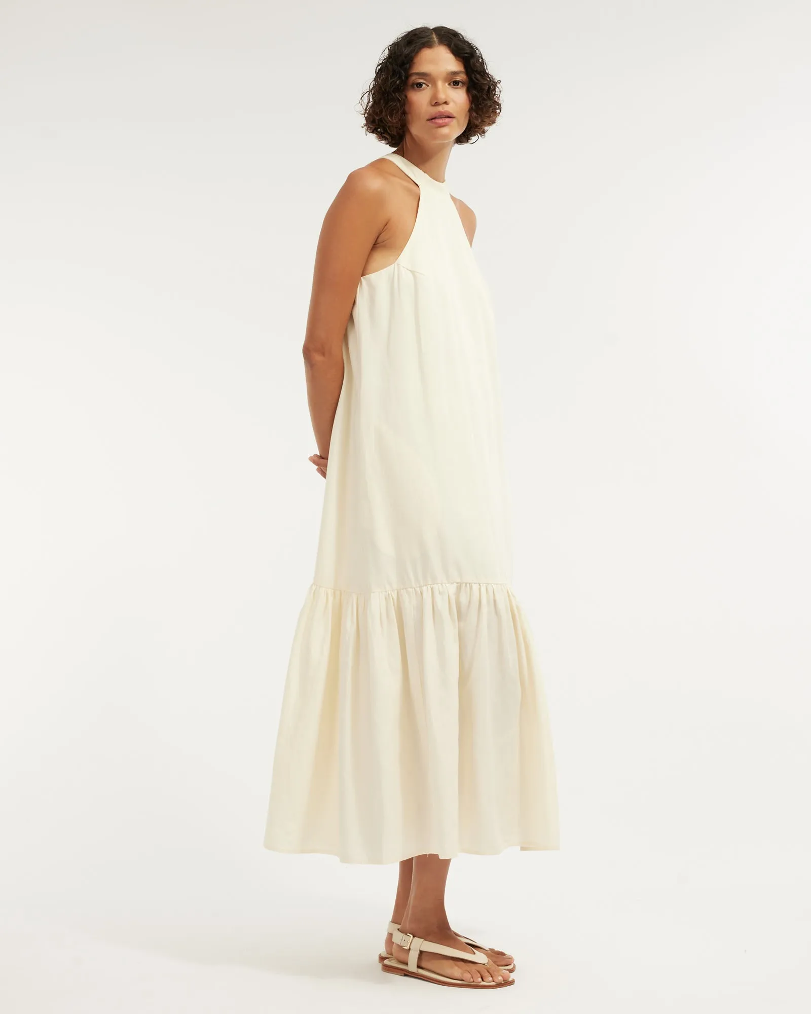 Frankie Tie Neck Maxi Dress - Cream