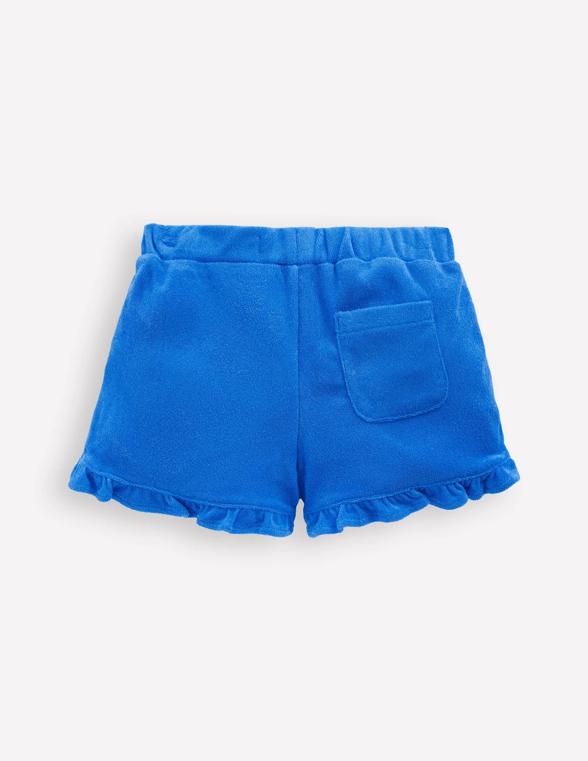 Frill Hem Towelling Shorts-Kingfisher Blue