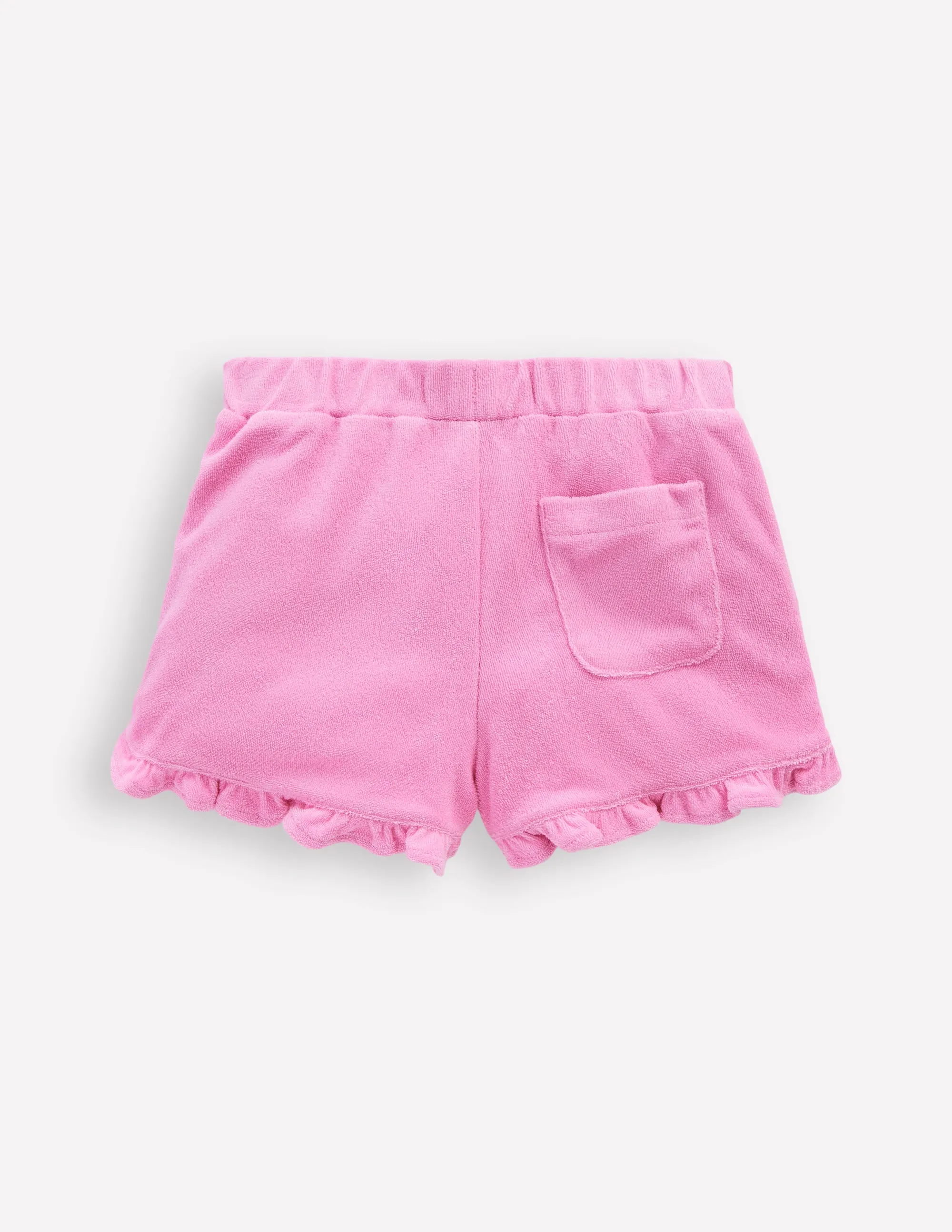 Frill Hem Towelling Shorts-Vintage Mauve
