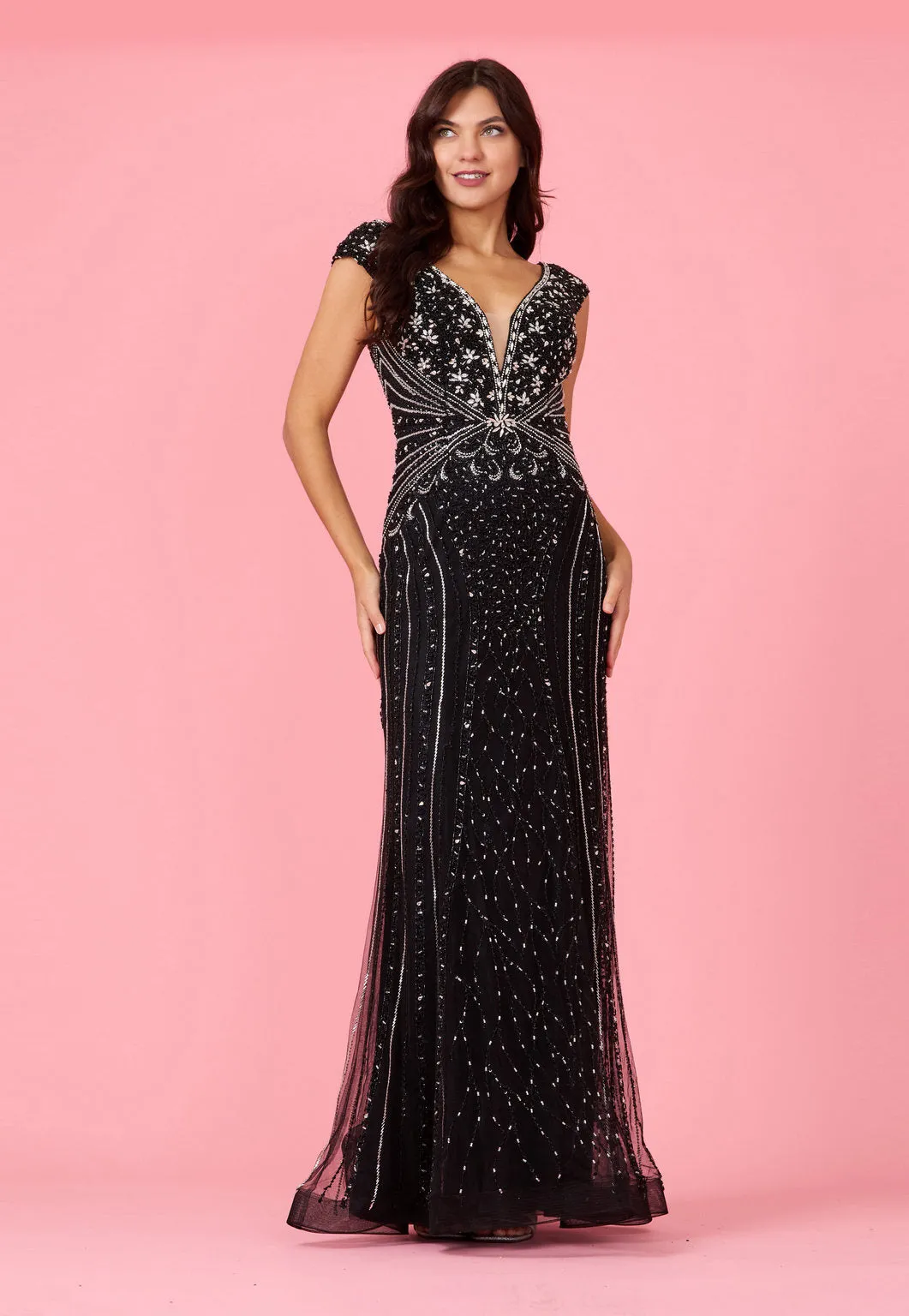Fully Beaded Long Couture Formal Evening Dress