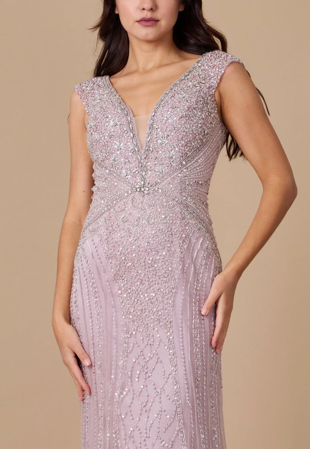 Fully Beaded Long Couture Formal Evening Dress