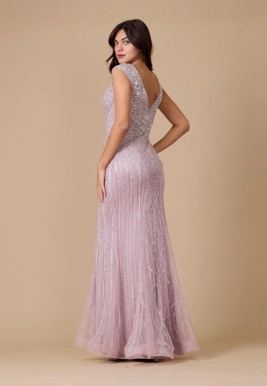 Fully Beaded Long Couture Formal Evening Dress