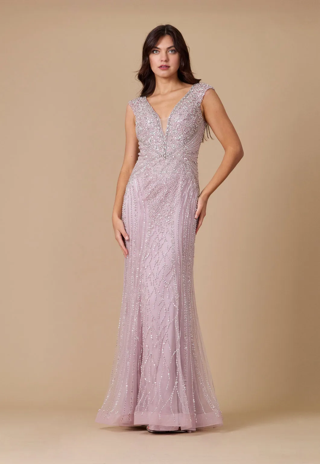 Fully Beaded Long Couture Formal Evening Dress