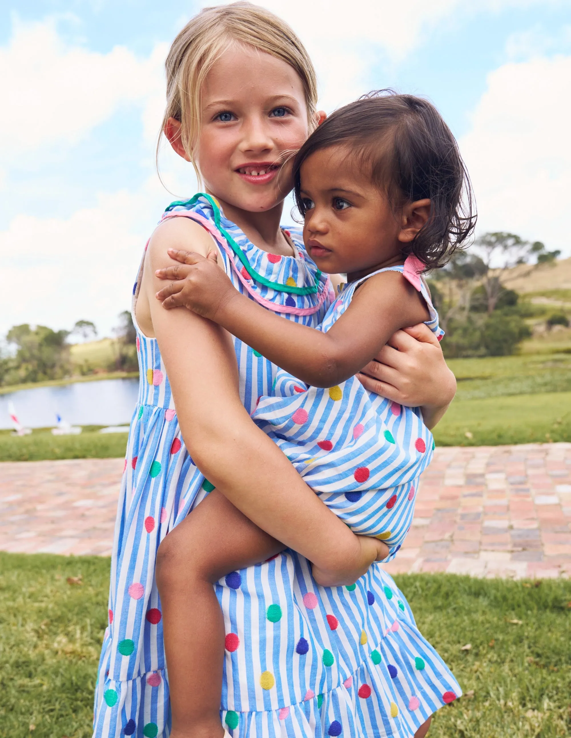 Girls Bubble Romper-Rainbow Spot Stripe