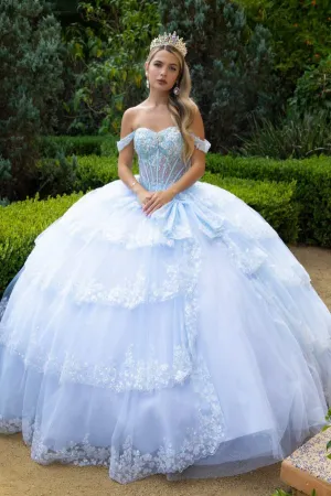 Glitter Ball Gown Ruffle Sequin Quinceanera Dress