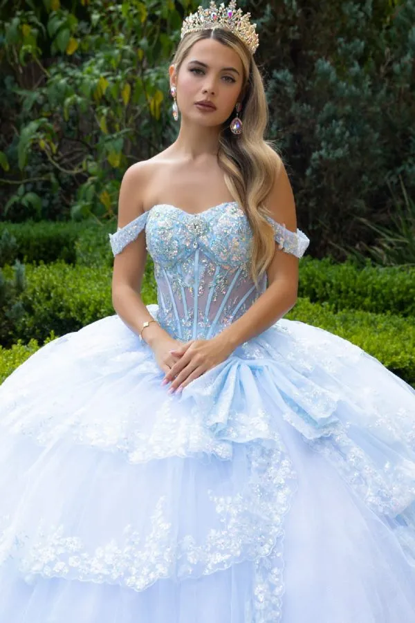 Glitter Ball Gown Ruffle Sequin Quinceanera Dress