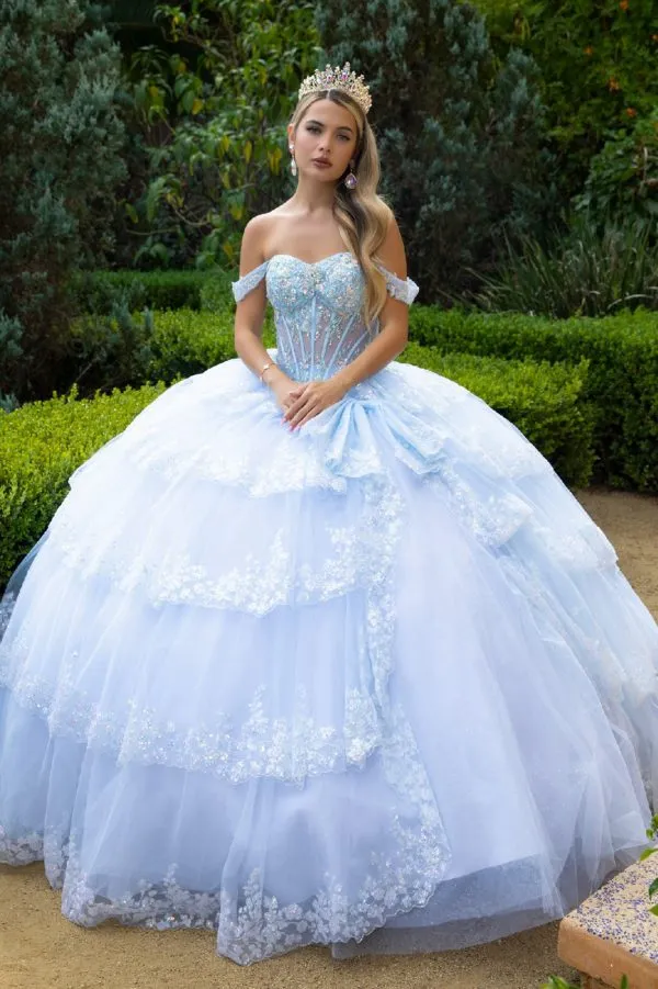 Glitter Ball Gown Ruffle Sequin Quinceanera Dress