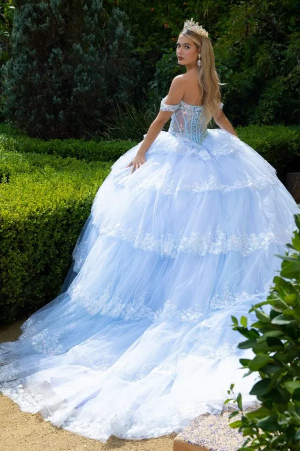 Glitter Ball Gown Ruffle Sequin Quinceanera Dress