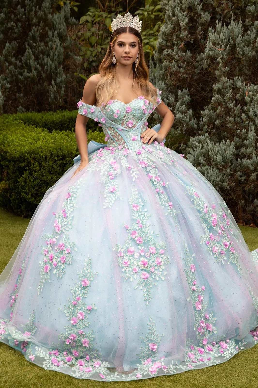 Glitter Quinceanera Dress Applique Long Ball Gown