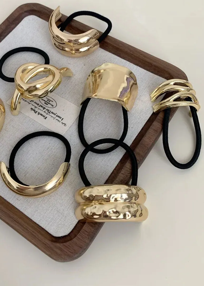 Gold Metal Hair Tie Cuff - Ellipse