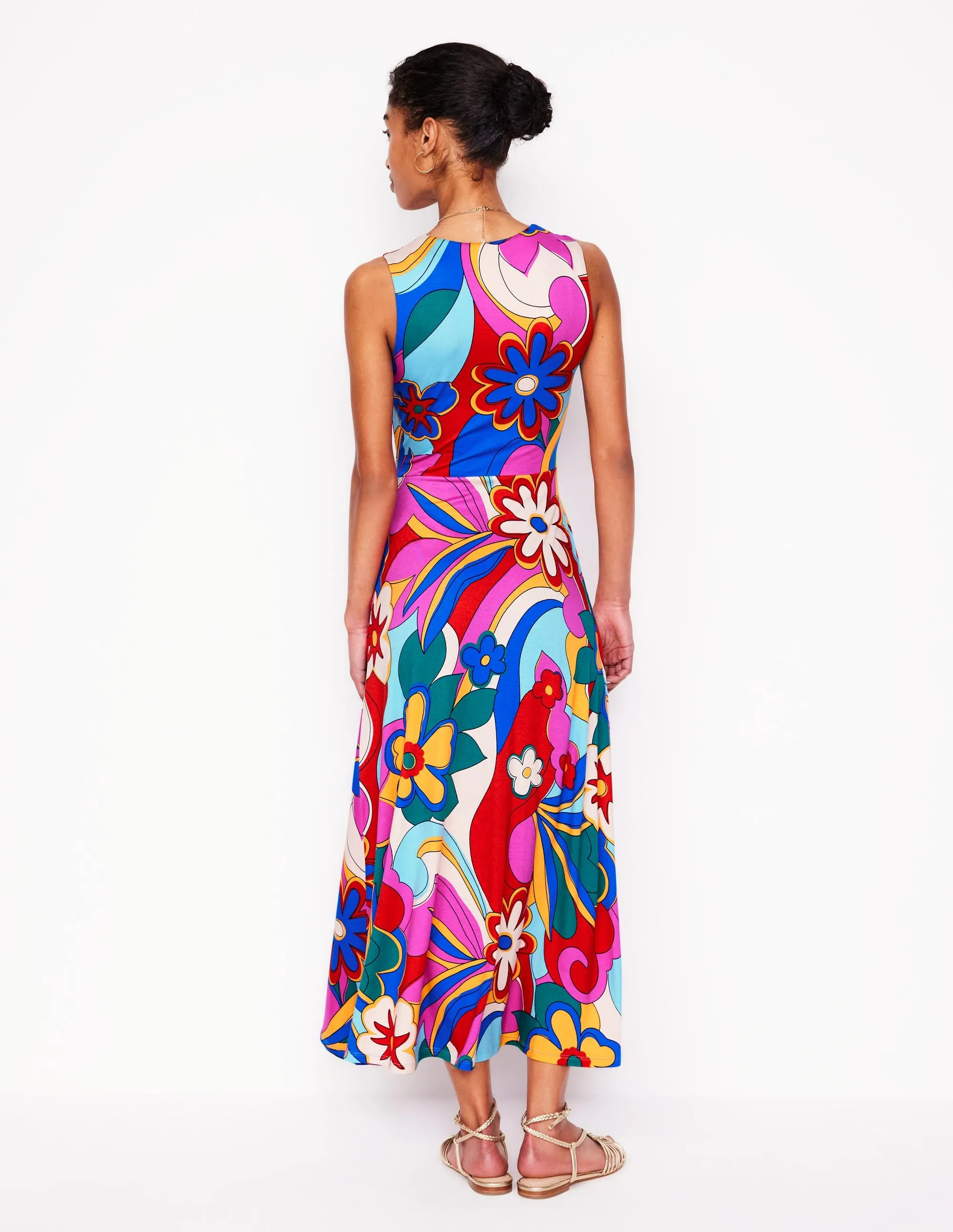 Grown On Tie Trapeze Dress-Multi. Blossomy Pop
