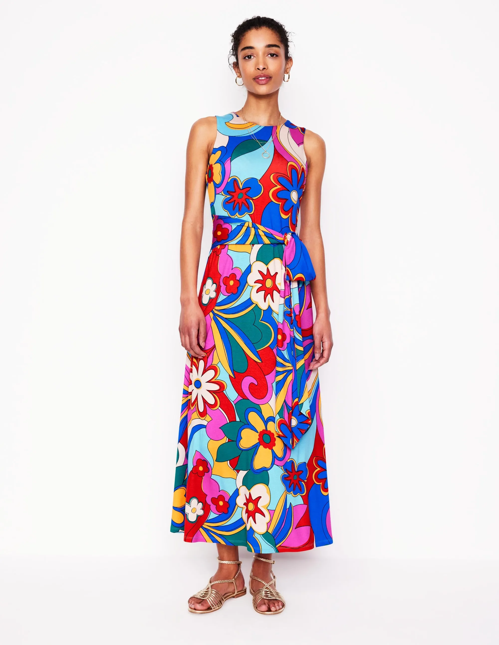 Grown On Tie Trapeze Dress-Multi. Blossomy Pop