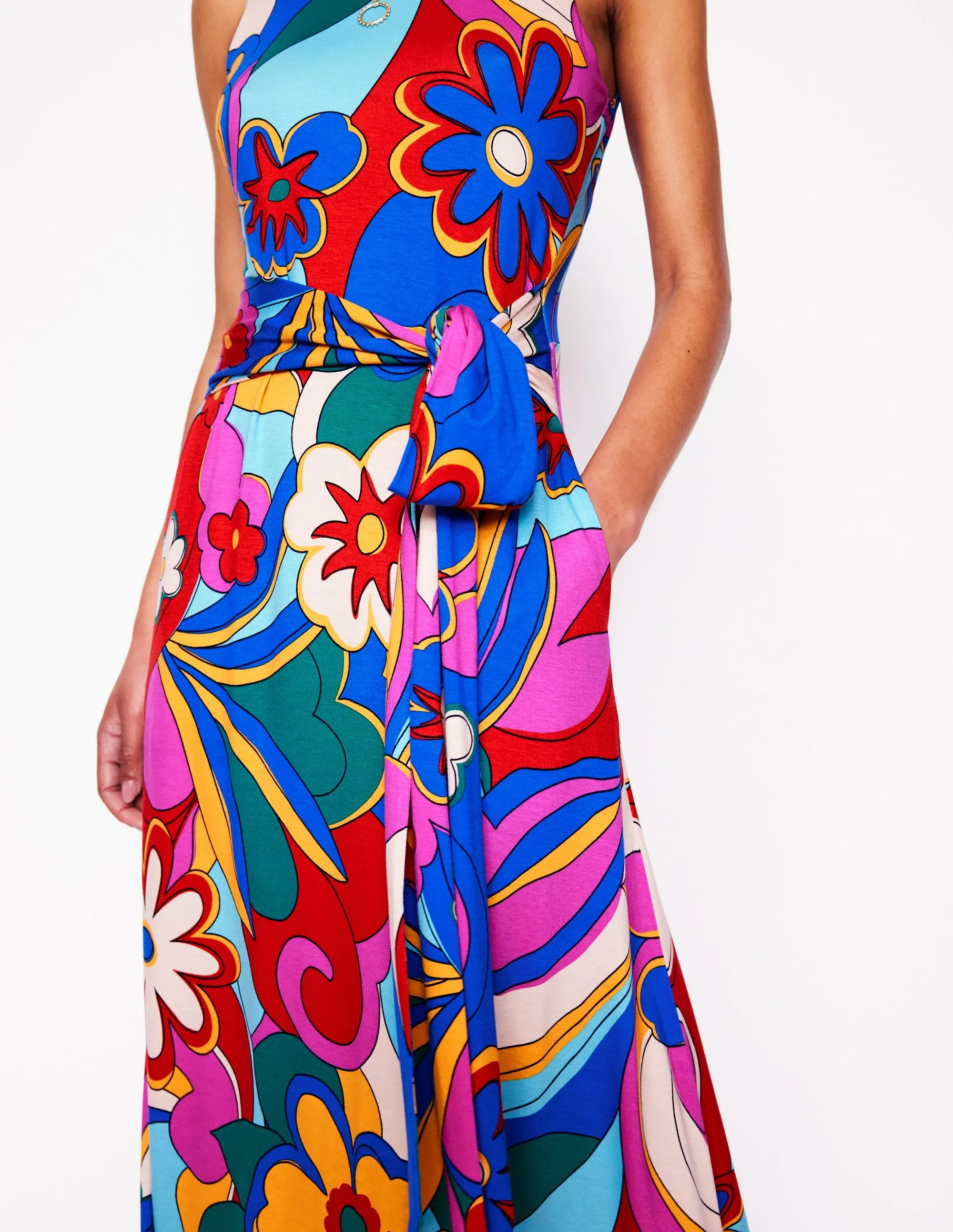 Grown On Tie Trapeze Dress-Multi. Blossomy Pop