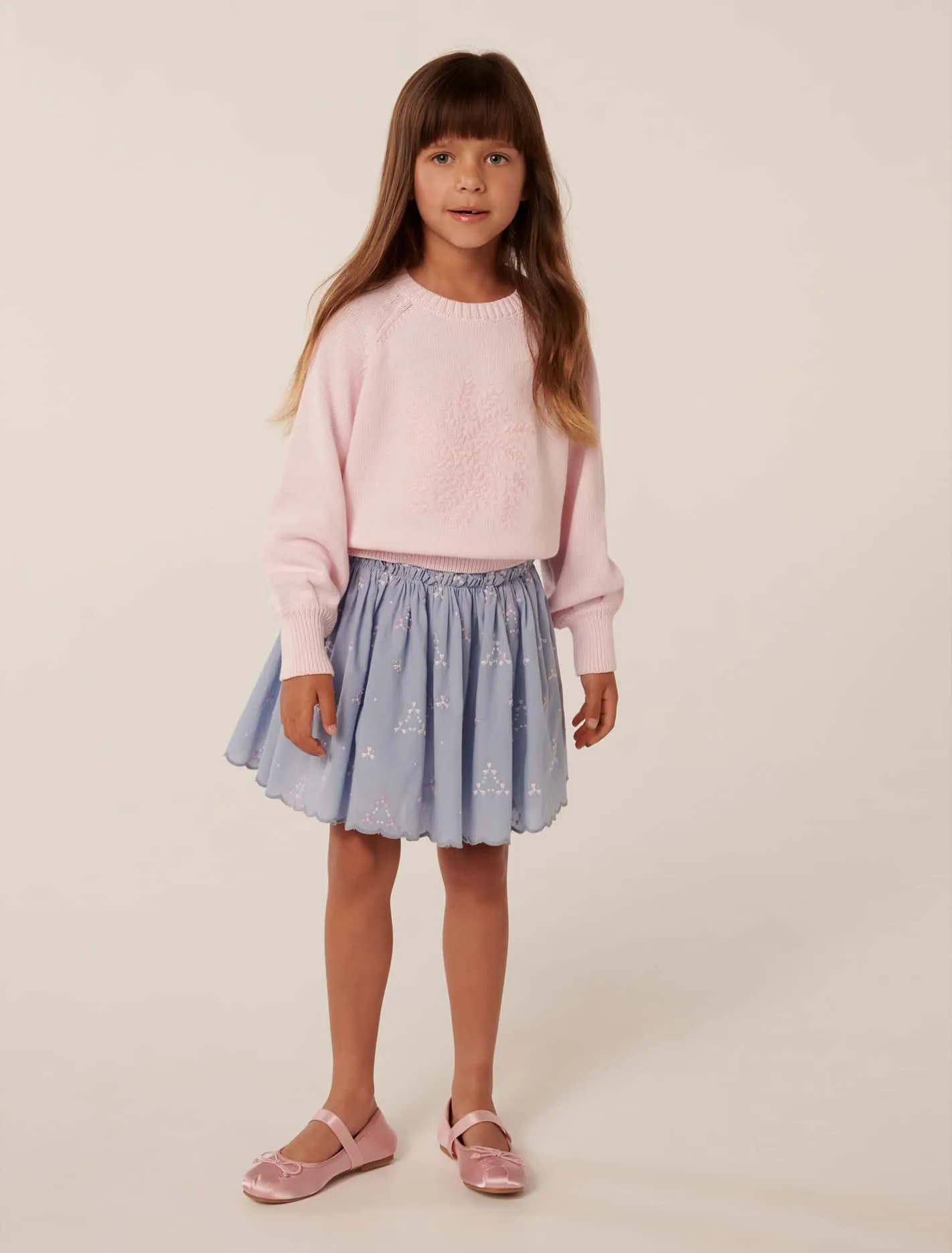 Gwen Girls Embroidery Crew Top