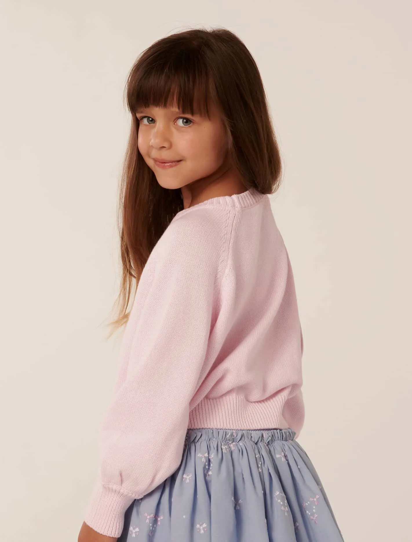 Gwen Girls Embroidery Crew Top