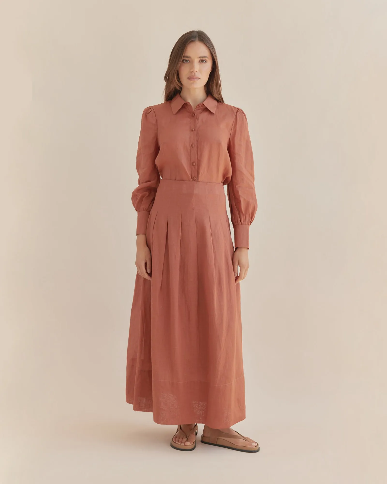 Helene Ramie Shirt - Terracotta