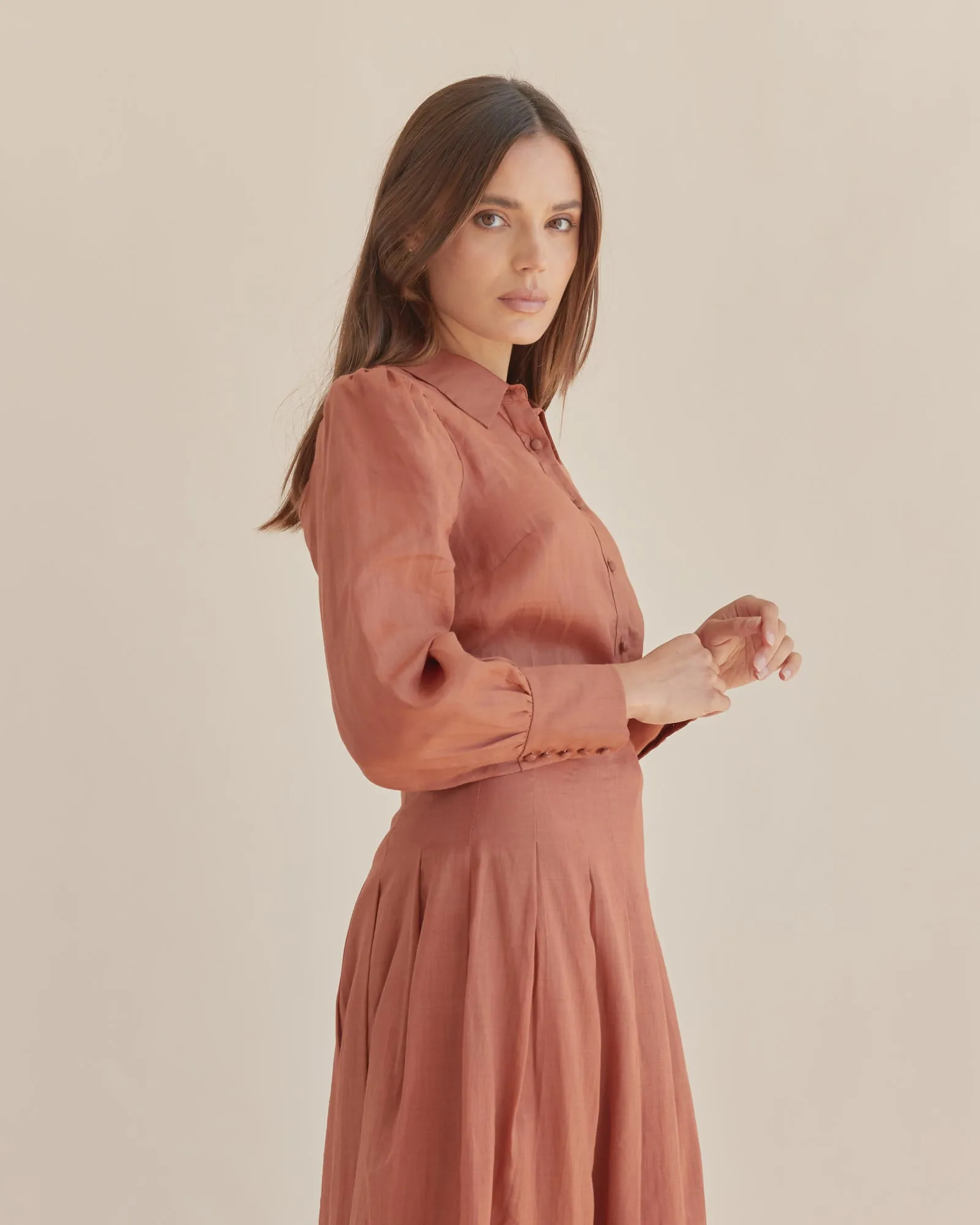Helene Ramie Shirt - Terracotta