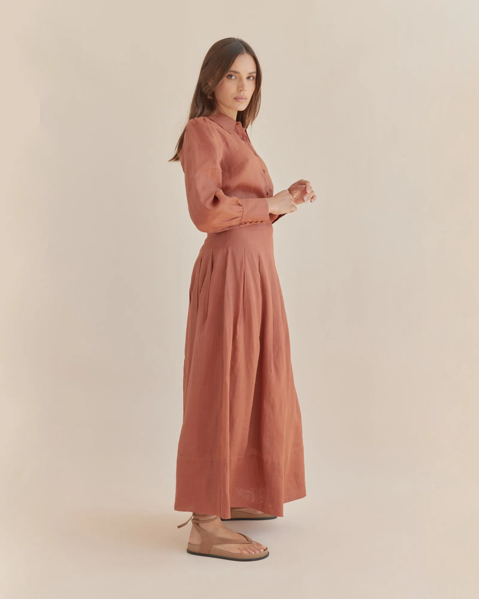Helene Ramie Shirt - Terracotta