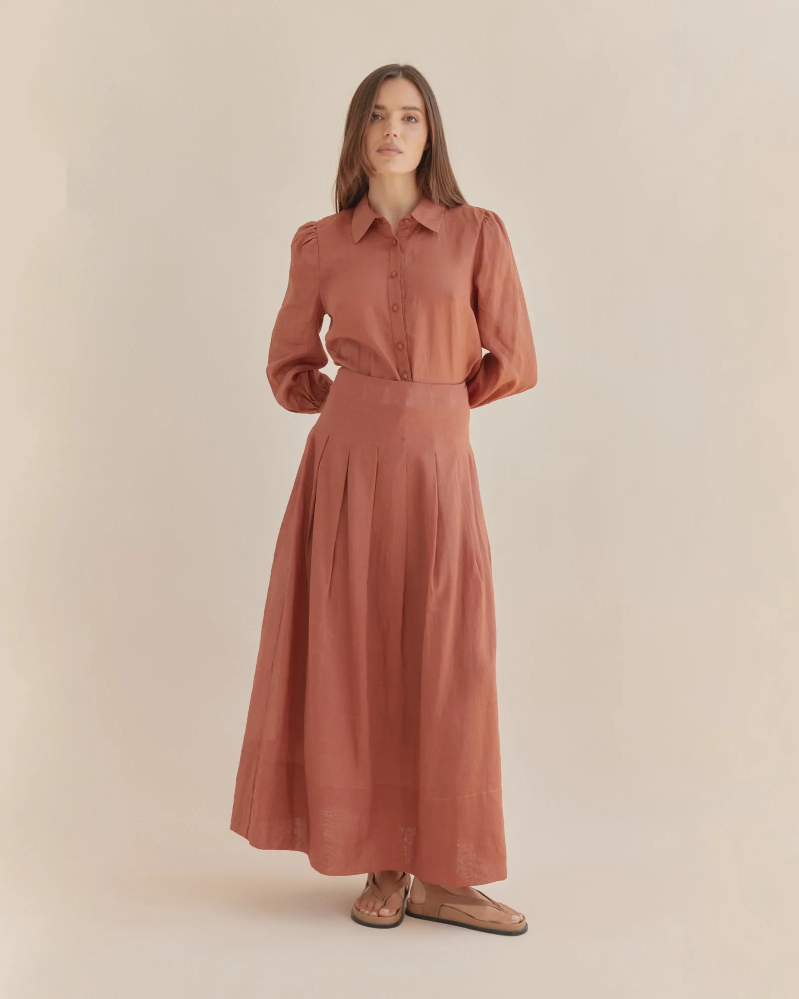 Helene Ramie Shirt - Terracotta