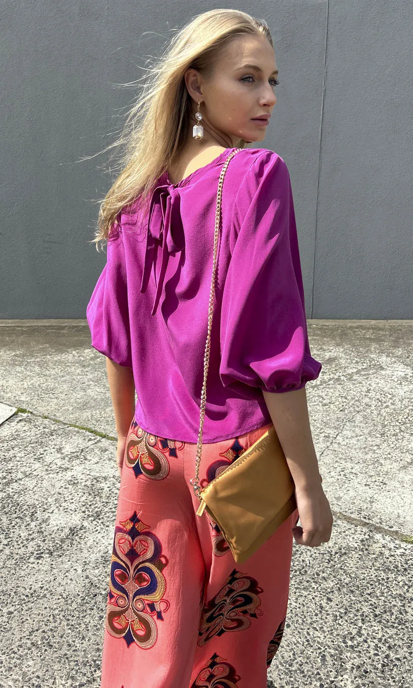 HOSS Helene Silk Tie Top - Magenta