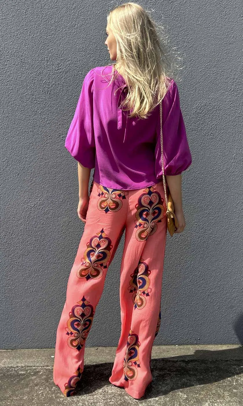 HOSS Helene Silk Tie Top - Magenta