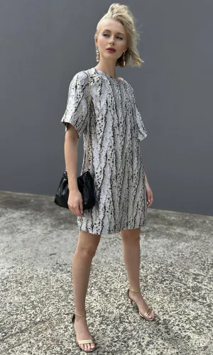 hoss Phillipa Dress - Gun Metal Silk brocade