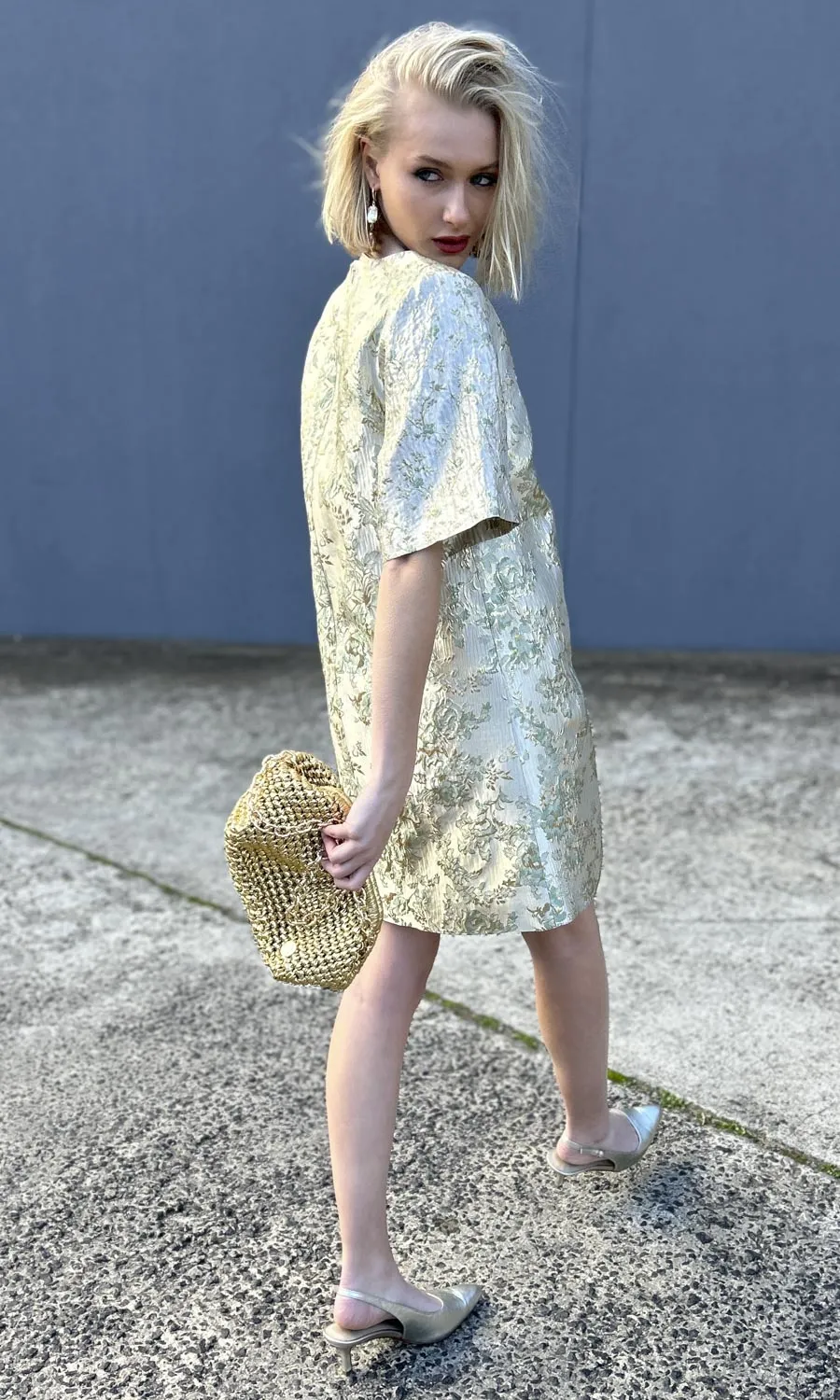 hoss Silk Brocade  Mint Phillipa Dress - Limited edition