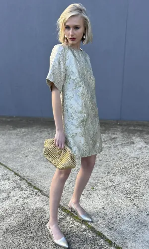 hoss Silk Brocade  Mint Phillipa Dress - Limited edition