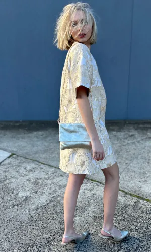 hoss Silk Gold Flower Brocade Phillipa Dress