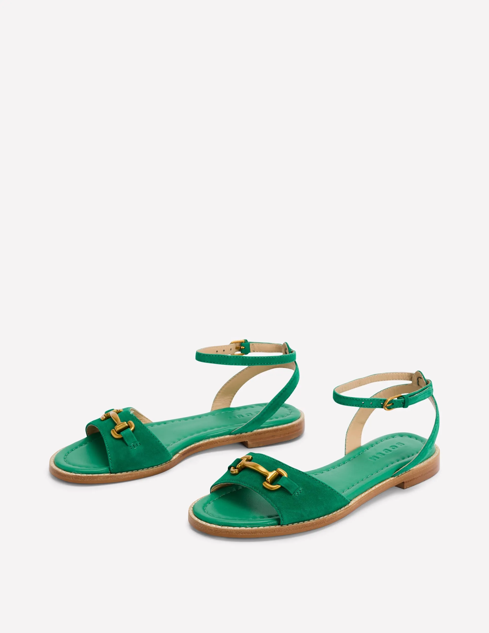Iris Snaffle Flat Sandals-Rich Emerald