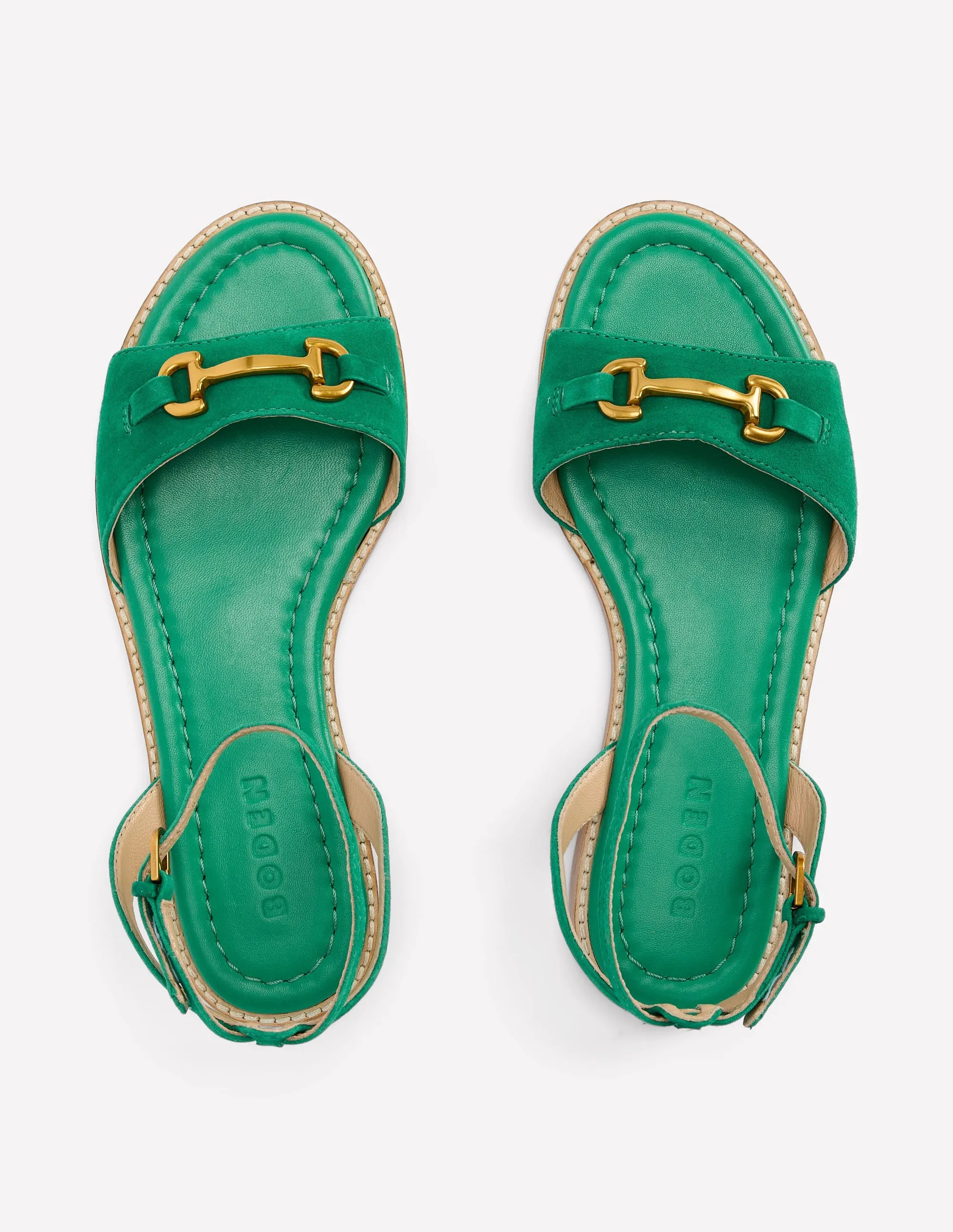 Iris Snaffle Flat Sandals-Rich Emerald