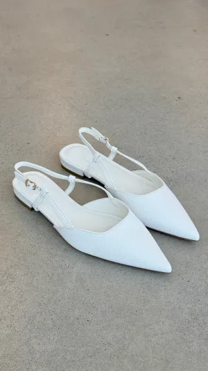 Iver Ballet Flats - White Raffia Texture