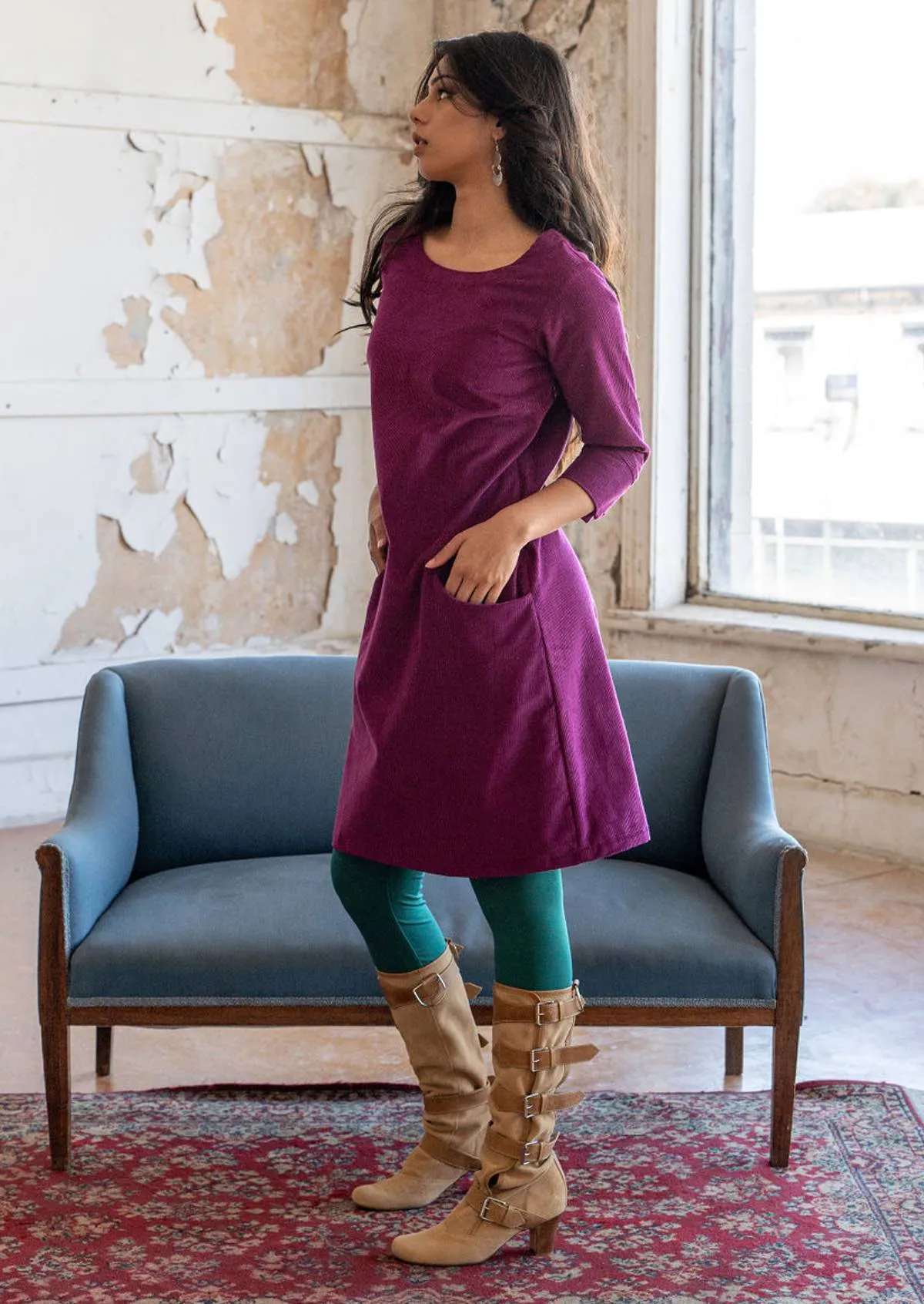 Jamie Corduroy Dress Plum Caspia