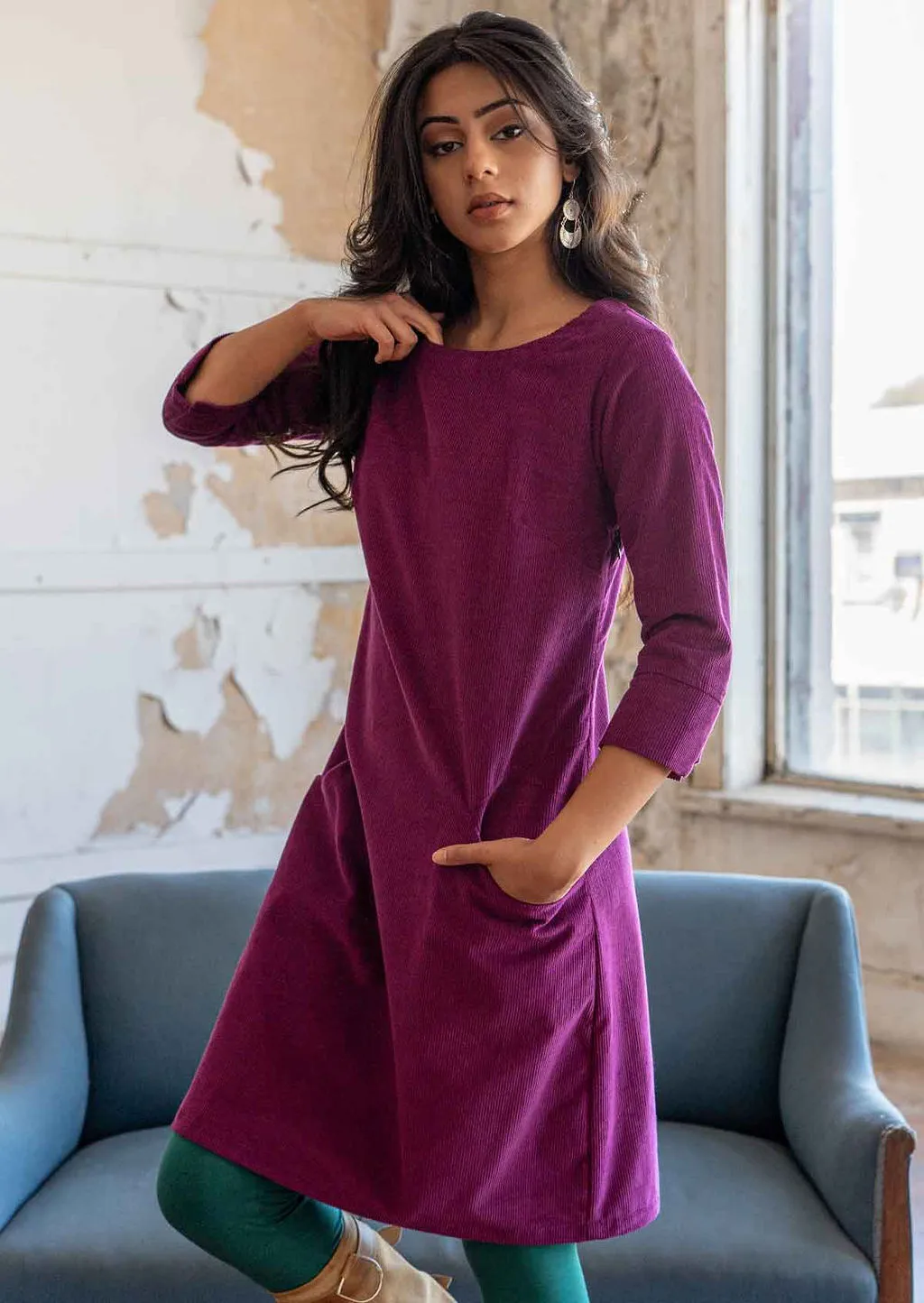 Jamie Corduroy Dress Plum Caspia