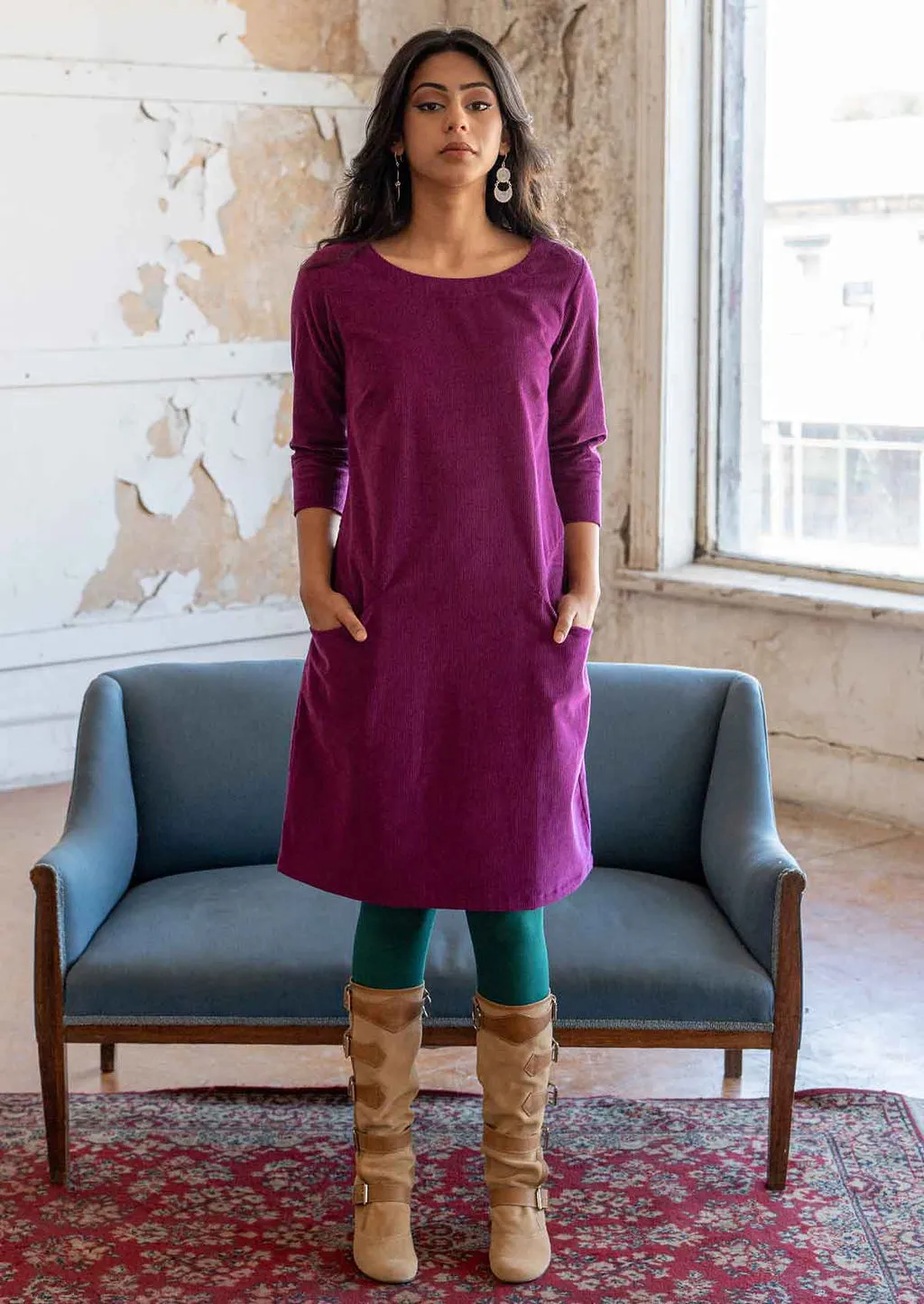 Jamie Corduroy Dress Plum Caspia