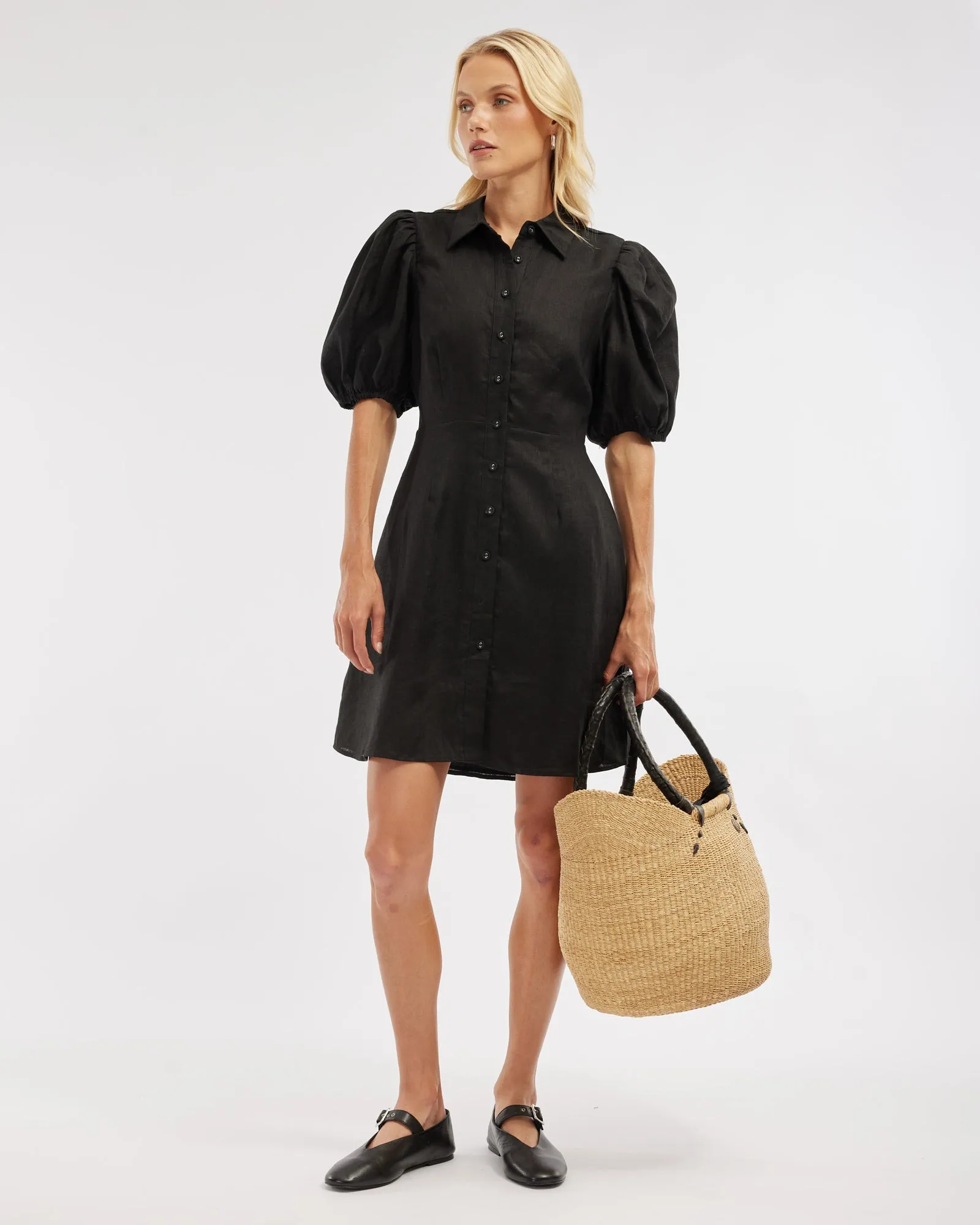 Julius Linen Mini Dress - Black