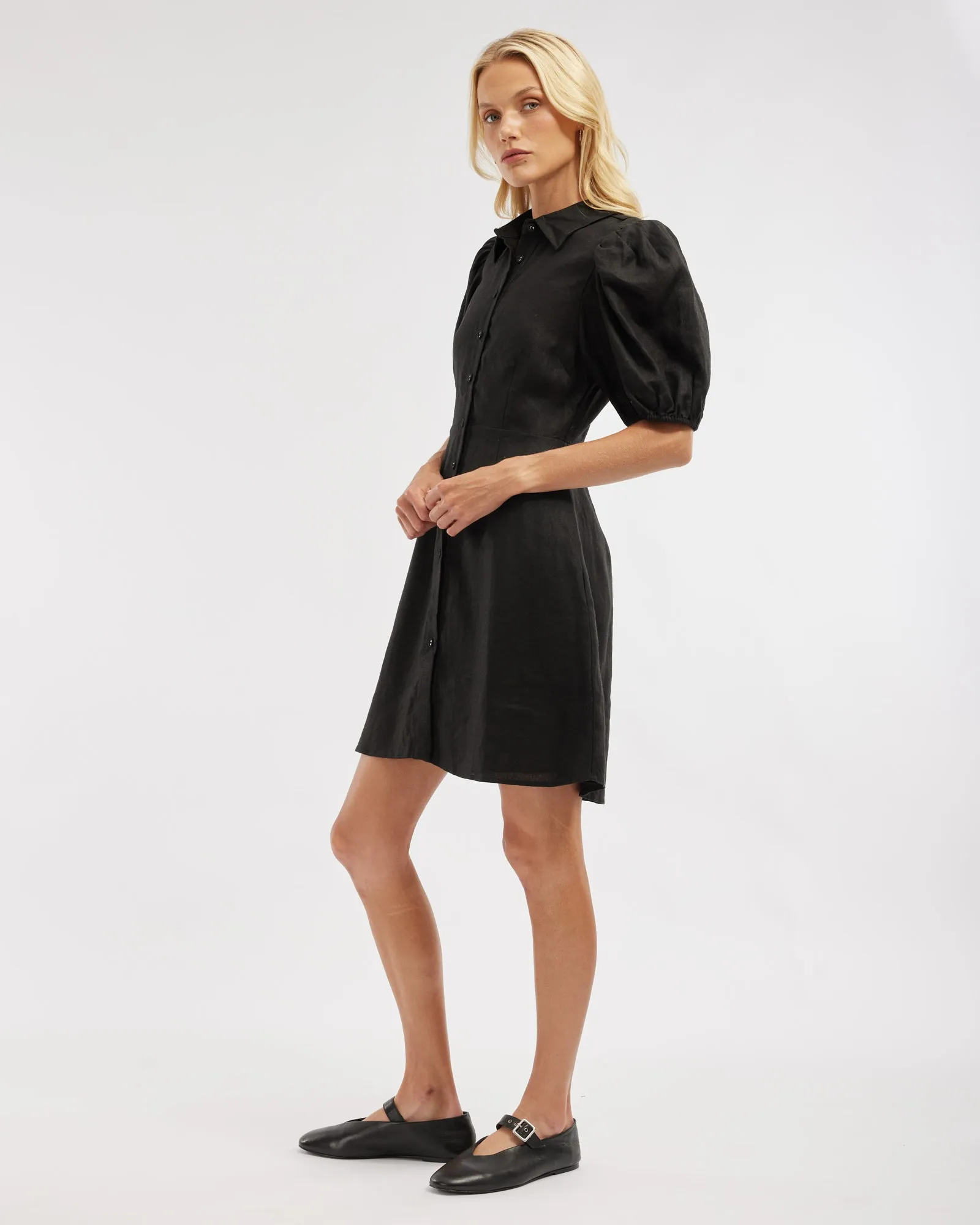 Julius Linen Mini Dress - Black