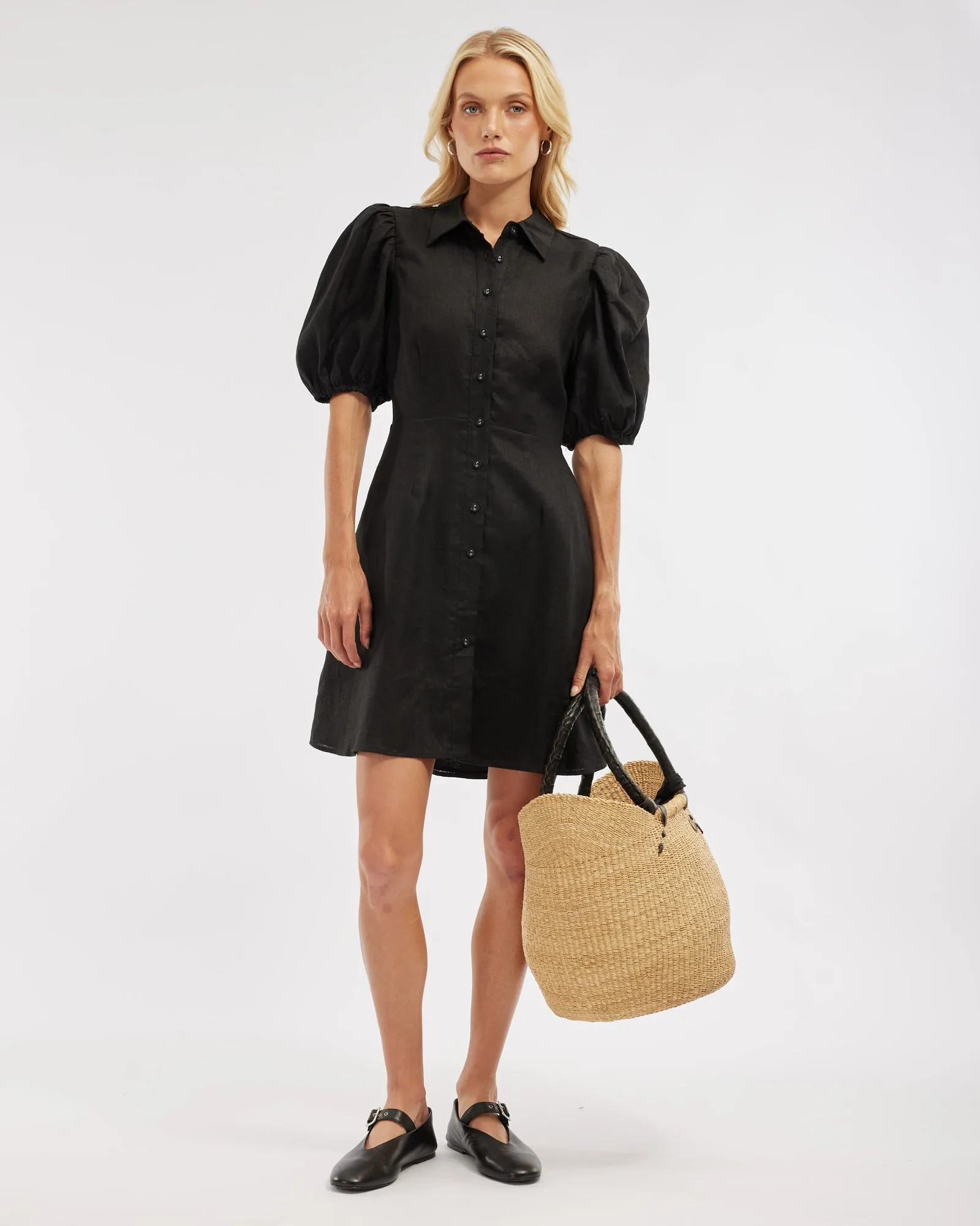 Julius Linen Mini Dress - Black