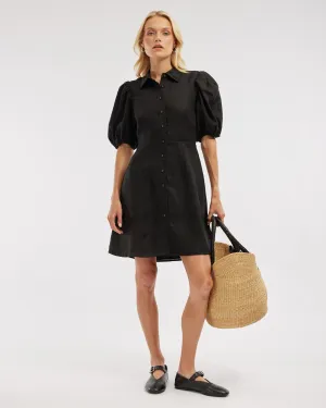 Julius Linen Mini Dress - Black