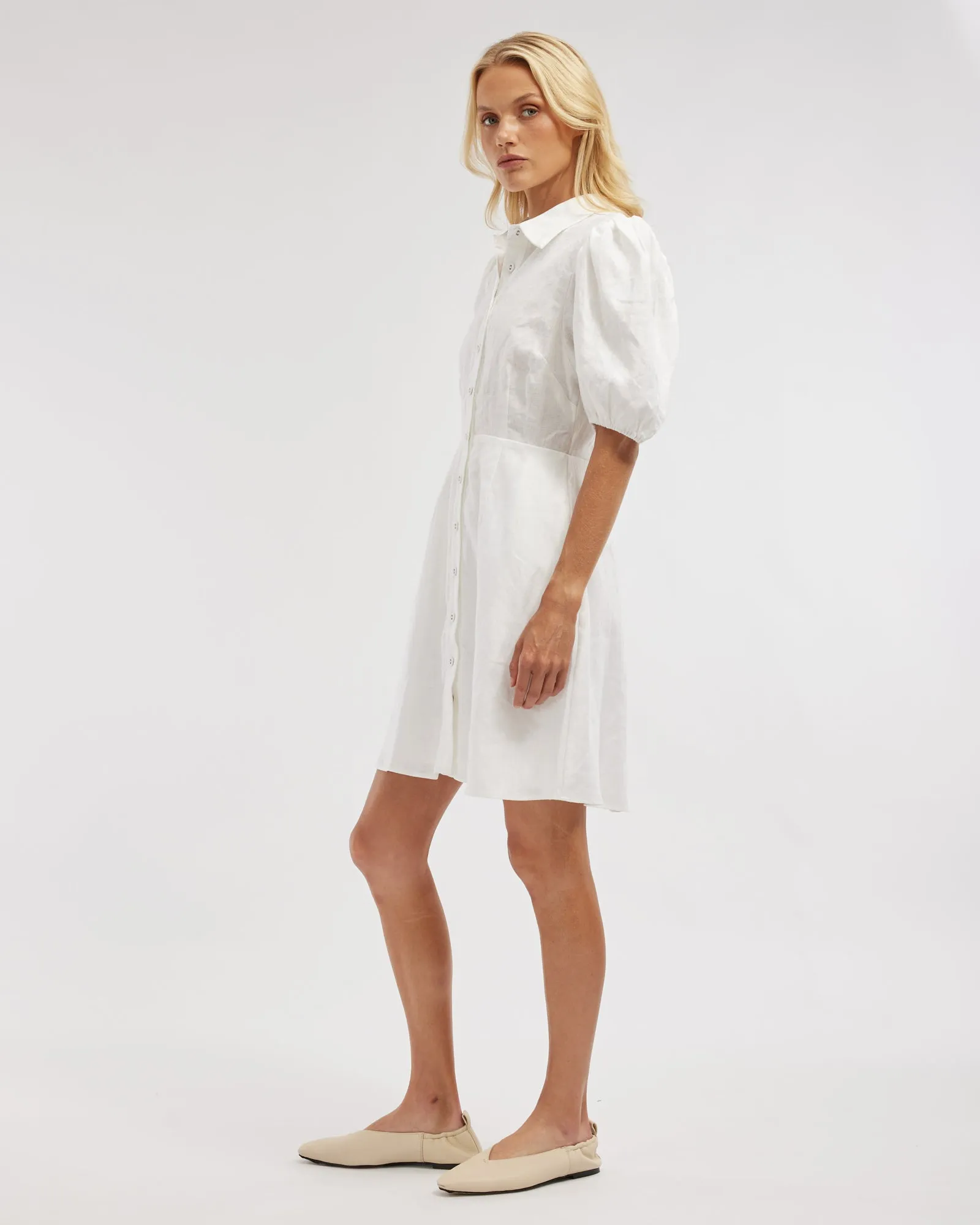 Julius Linen Mini Dress - White