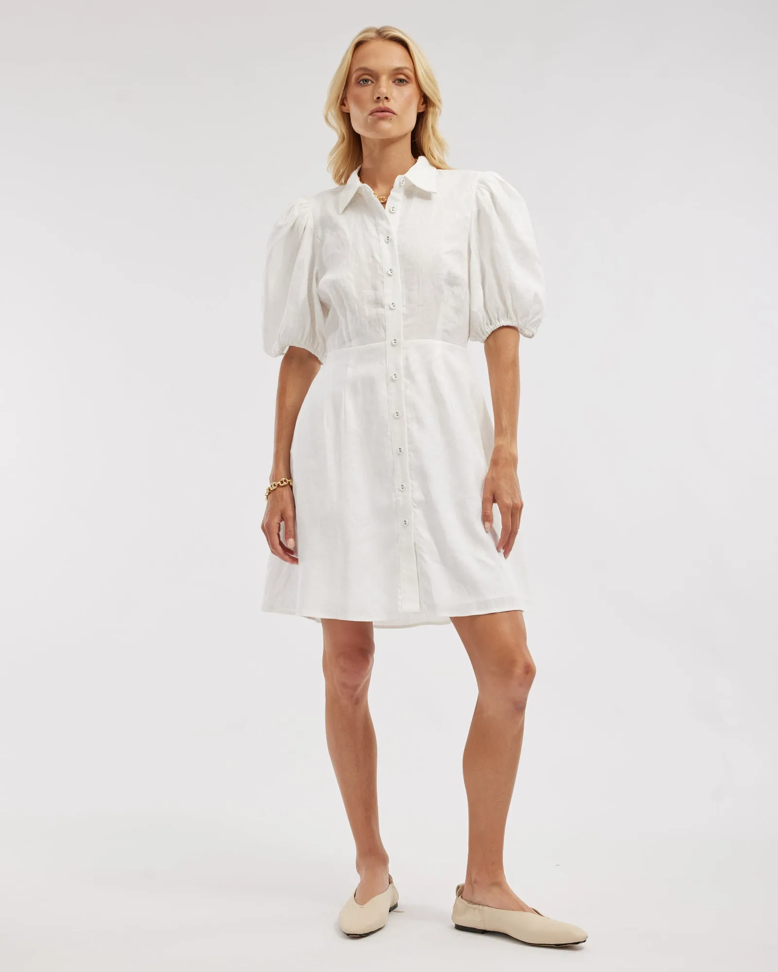 Julius Linen Mini Dress - White