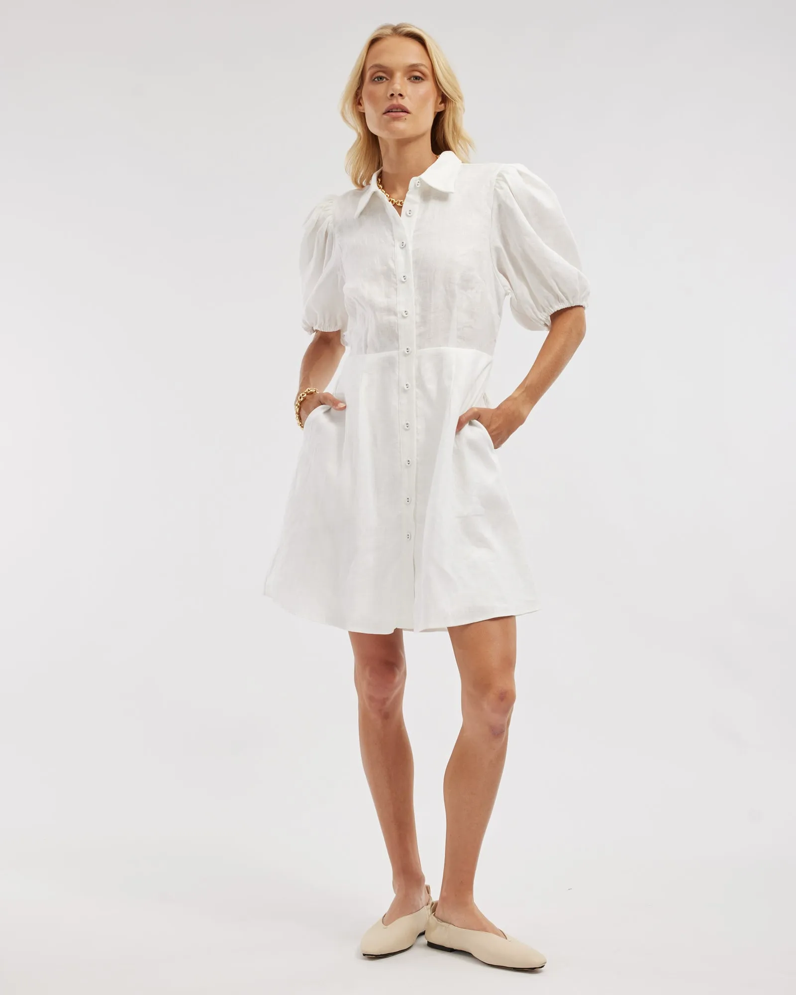 Julius Linen Mini Dress - White