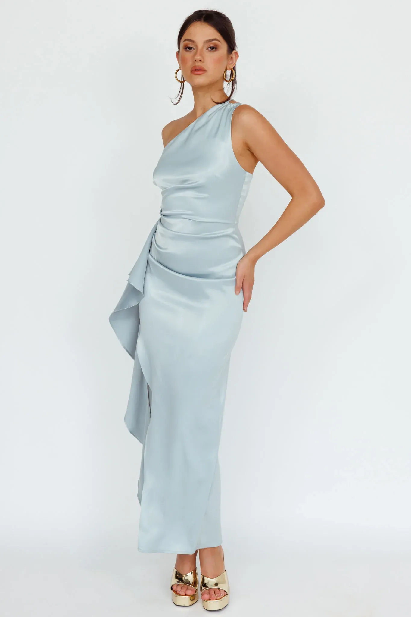 Kamillia One-Shoulder Split Midi Dress Pistachio
