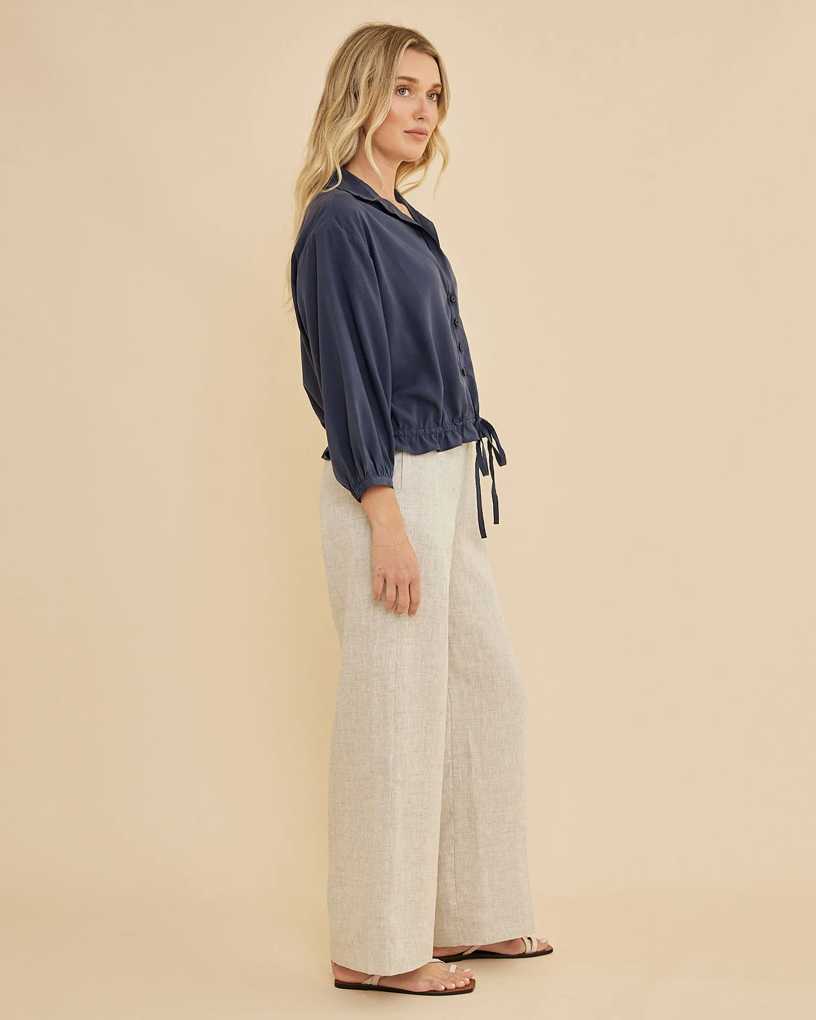 Kate Long Sleeve Top - Navy