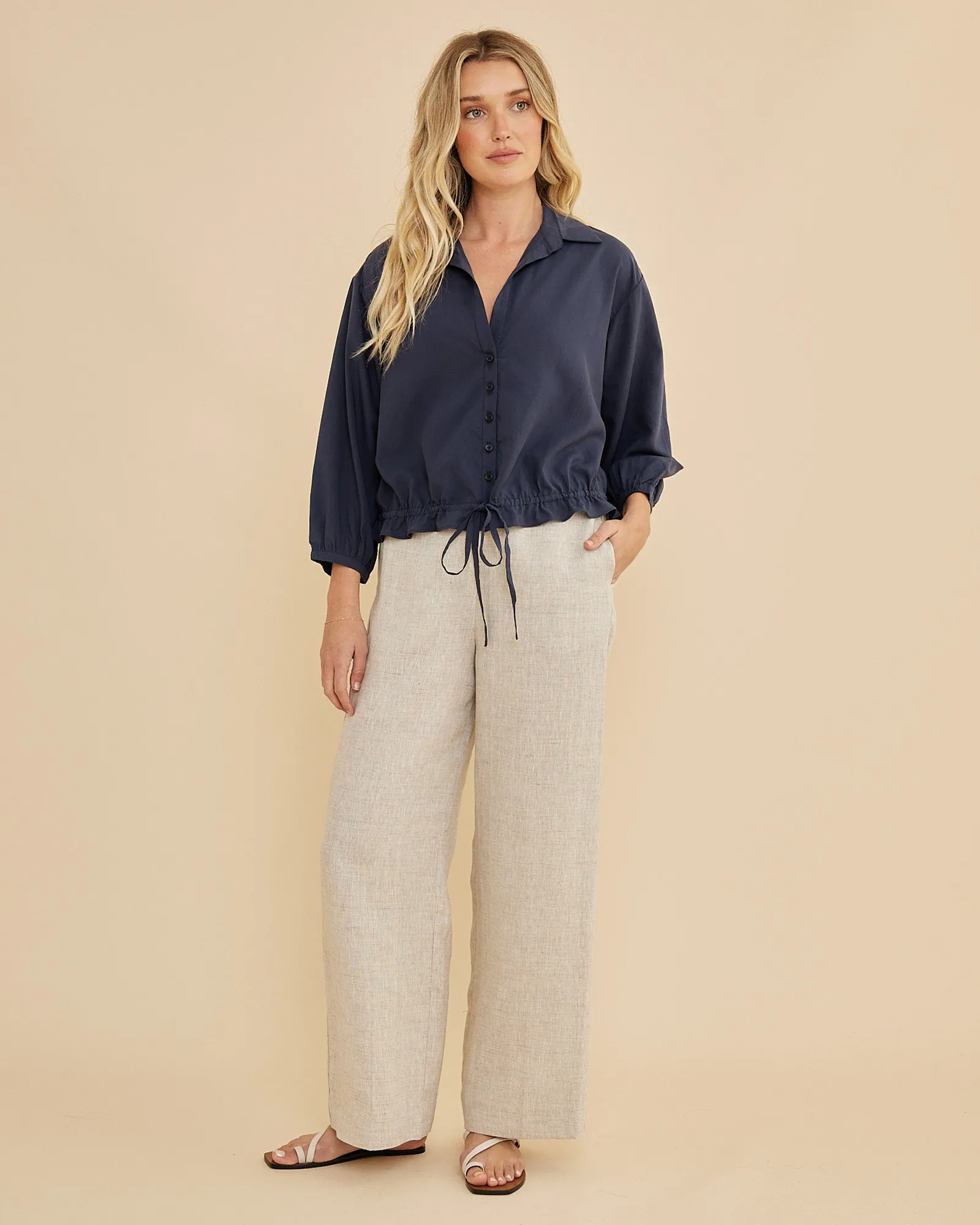 Kate Long Sleeve Top - Navy