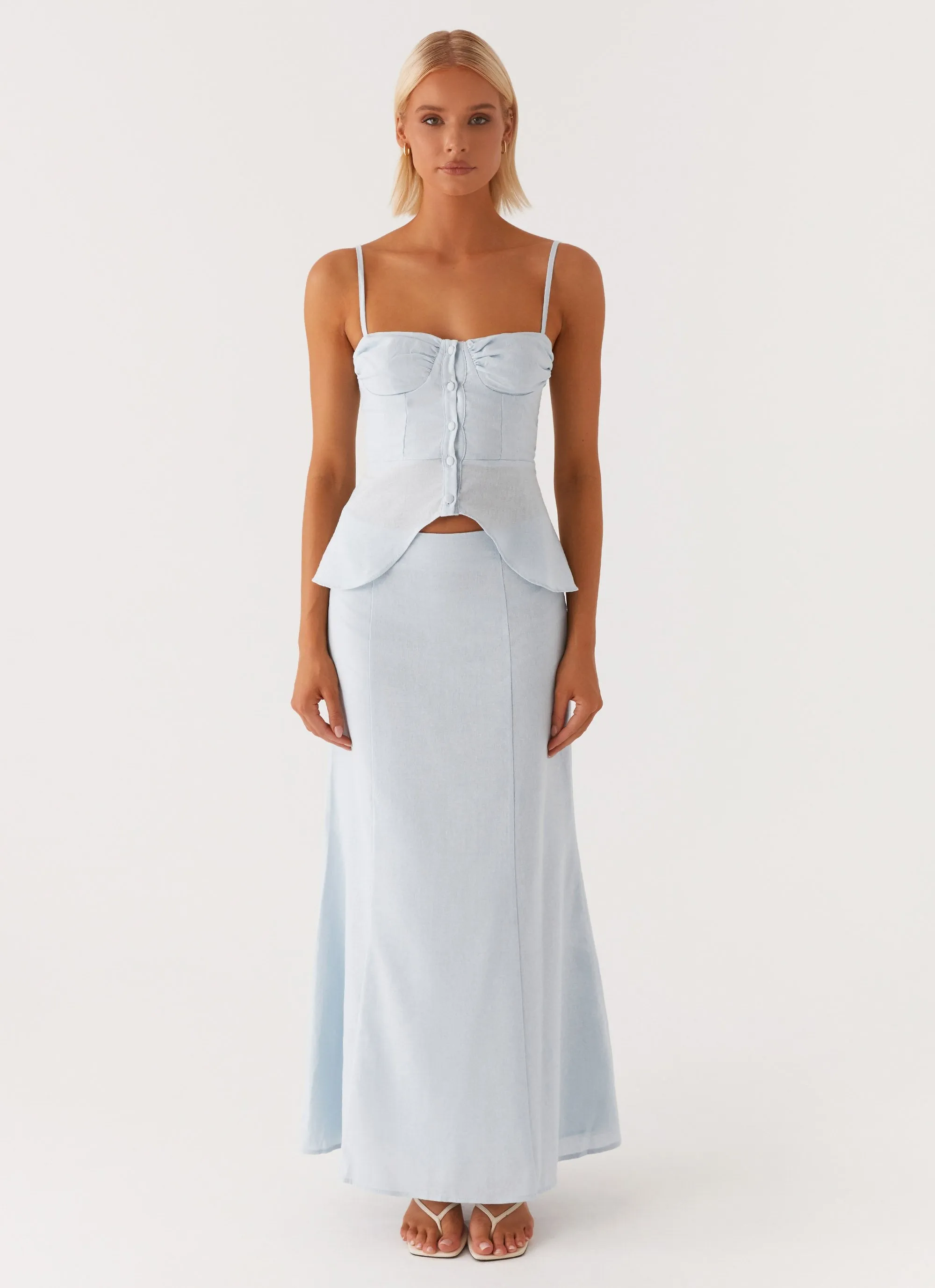Keep Moving Gathered Bust Top - Blue