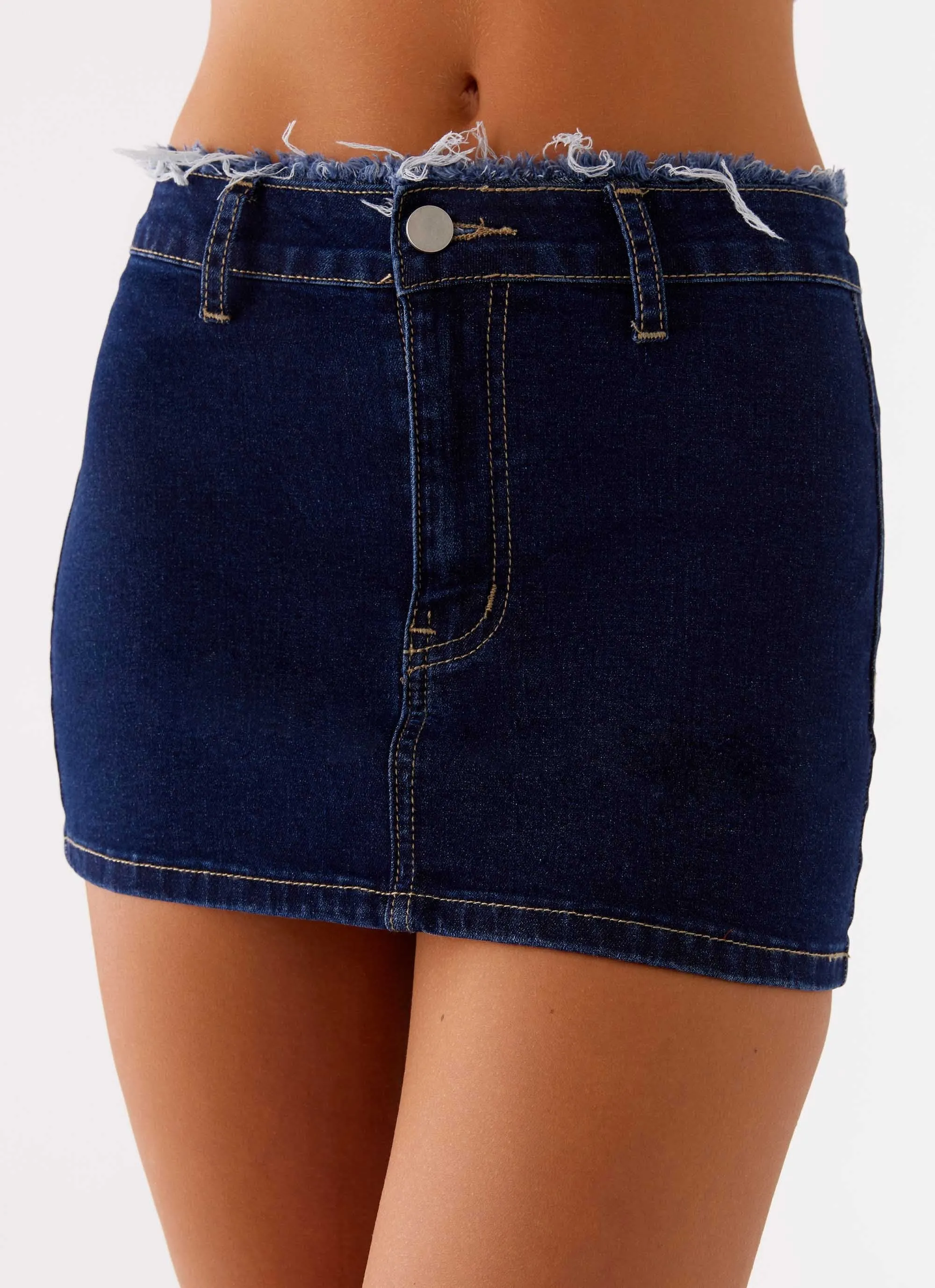 Kirryn Micro Skirt - Raw Blue